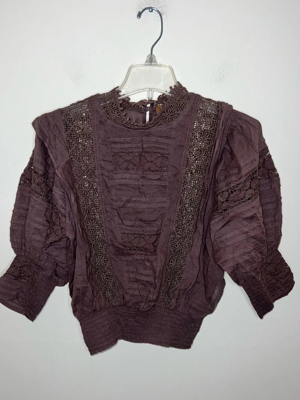 Free People One Sydney Blouse Cotton Brown Size Small